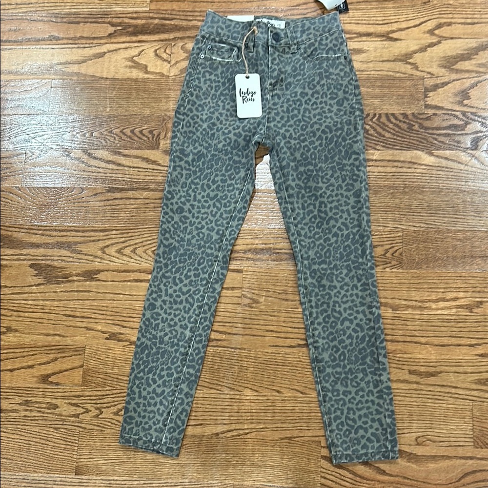 Gray and Black High Rise Animal Print Jeans